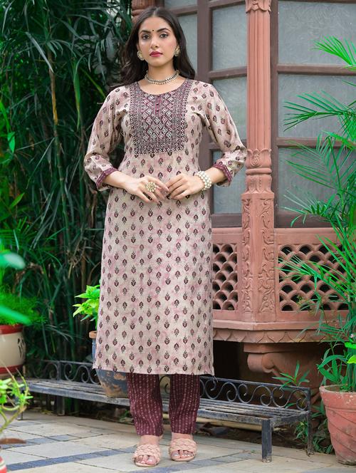 red jaam silk kurta pant set - 18736392 - Very Small Image - 1