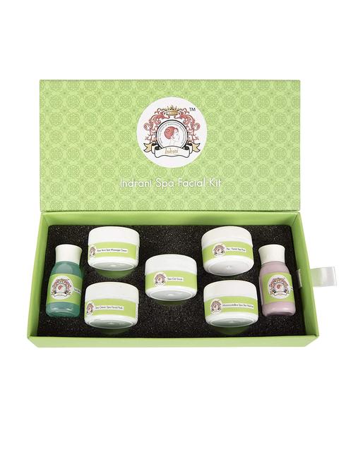 indrani spa facial kit for women (pack, cleanser, facial pack, massage cream, scrub, skin polisher, skin freshener) 350 gm - 18736484 - Very Small Image - 1