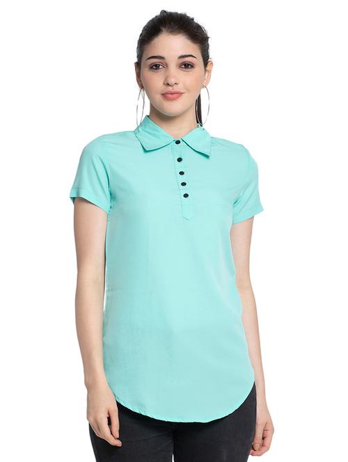 turquoise solid polo t-shirt - 18736525 - Very Small Image - 1