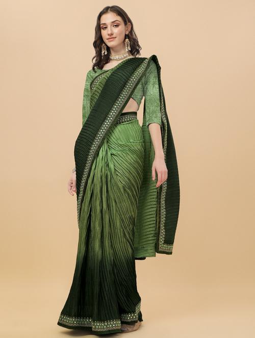 women's bordered royal blue colored saree with blouse - 18736543 - Very Small Image - 1