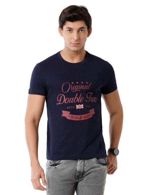 navy colored printed t-shirt - 18738030 - Very Small Image - 1