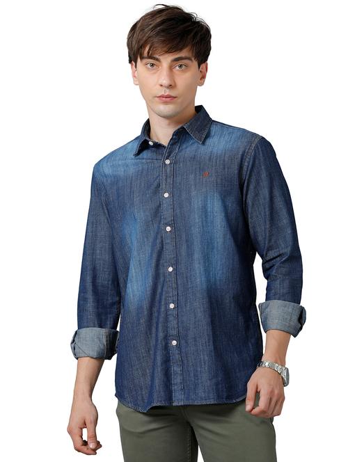 blue denim casual shirt - 18738057 - Very Small Image - 1