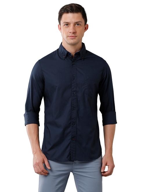 navy blue solid casual shirt - 18738082 - Very Small Image - 1