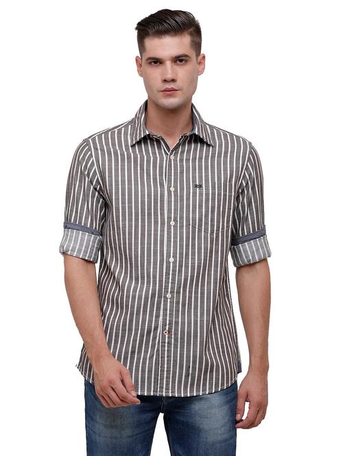 grey striped casual shirt - 18738113 - Very Small Image - 1