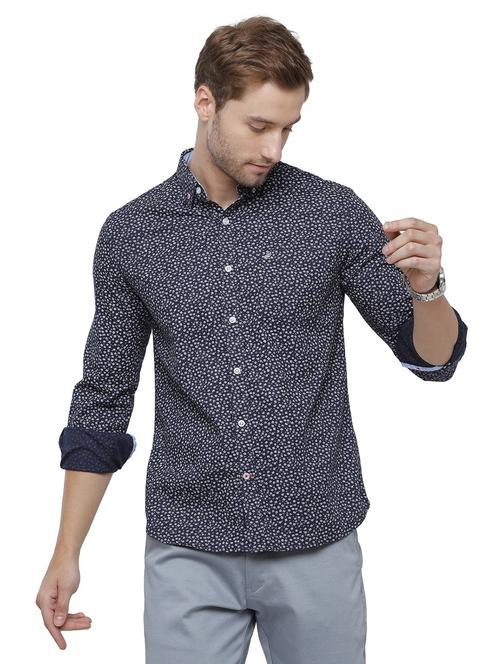 navy blue printed casual shirt - 18738158 - Very Small Image - 1