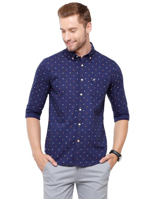 navy blue printed casual shirt - 18738234 - Very Small Image - 1