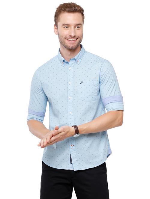 blue printed casual shirt - 18738241 - Very Small Image - 1