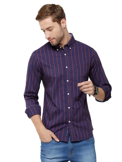 navy blue striped casual shirt - 18738246 - Very Small Image - 1