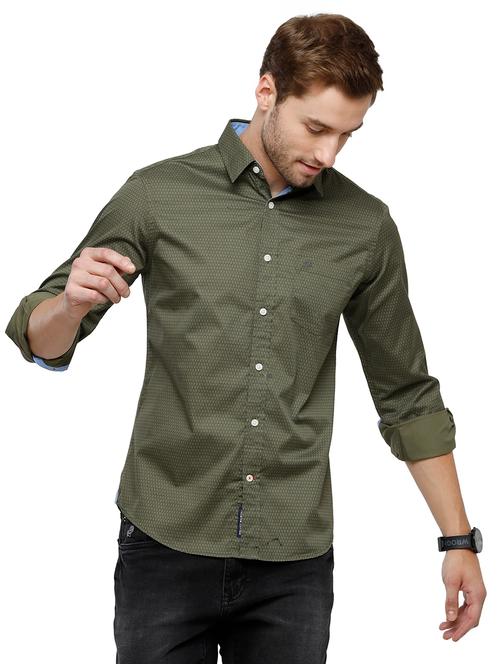 olive printed casual shirt - 18738260 - Very Small Image - 1