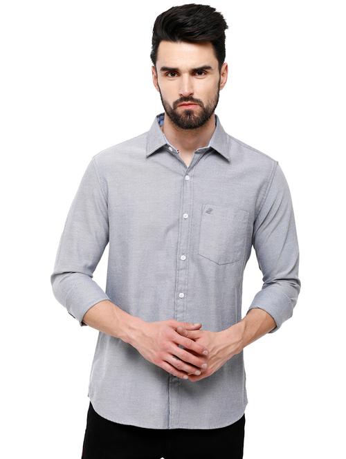 grey solid casual shirt - 18738278 - Very Small Image - 1