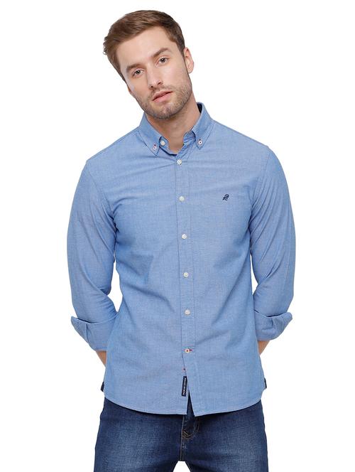 blue solid casual shirt - 18738283 - Very Small Image - 1