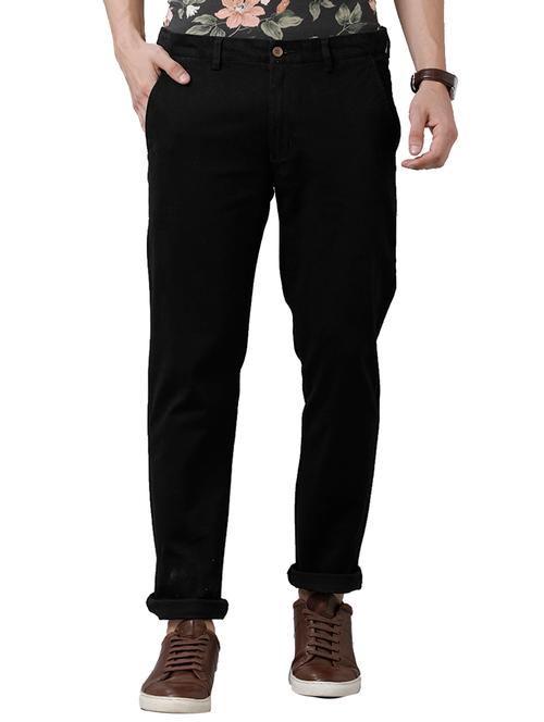 black cotton chinos casual trousers - 18738617 - Very Small Image - 1