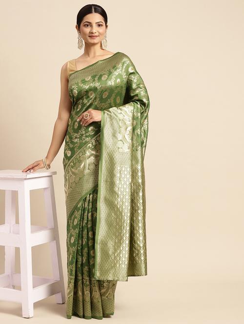 olive art silk kanjivaram saree - 18738903 - Very Small Image - 1