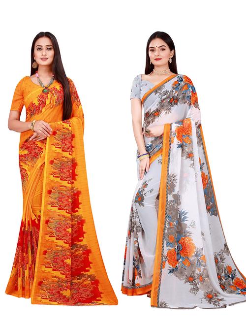 pack of 2 printed sarees - 18739618 - Very Small Image - 1