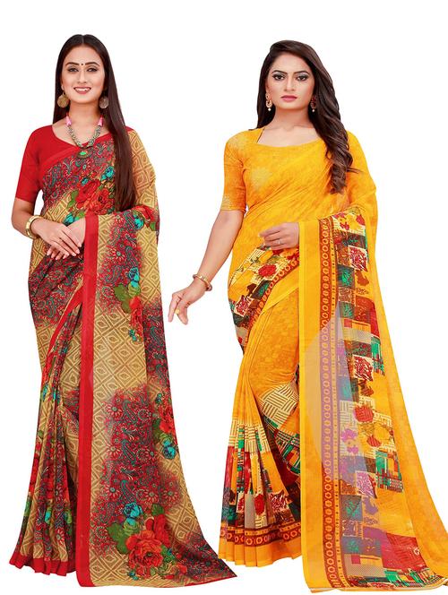 pack of 2 printed sarees - 18739948 - Very Small Image - 1