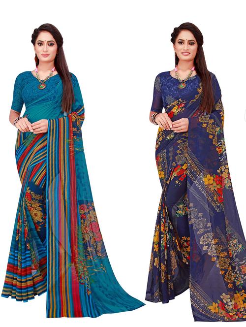 women's saree combo with blouse - 18739986 - Very Small Image - 1