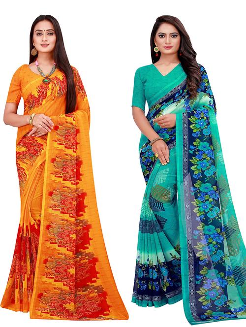 pack of 2 printed sarees - 18740001 - Very Small Image - 1