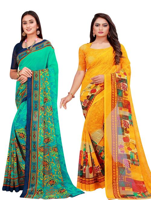 pack of 2 printed sarees - 18740039 - Very Small Image - 1