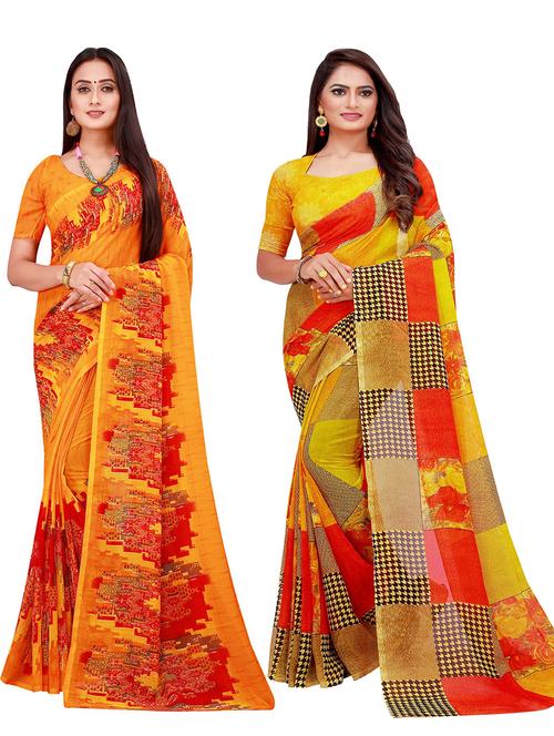 pack of 2 printed sarees - 18740109 - Very Small Image - 1