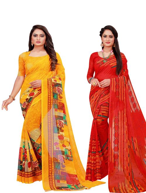 pack of 2 printed sarees - 18740132 - Very Small Image - 1