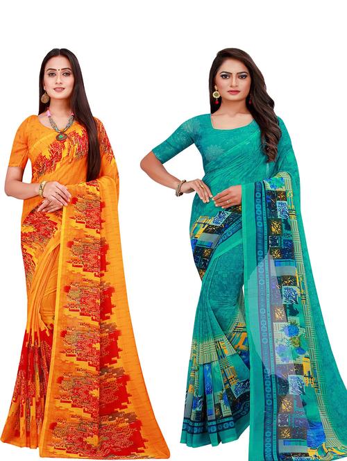 pack of 2 printed sarees - 18740144 - Very Small Image - 1