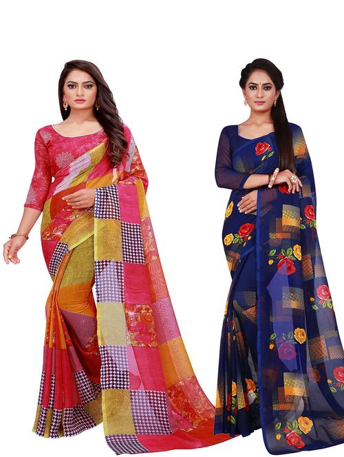 women's saree combo with blouse - 18740215 - Very Small Image - 1