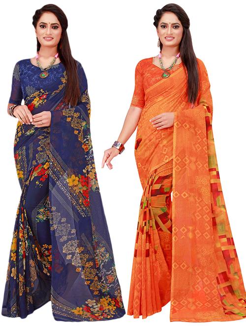 pack of 2 printed sarees - 18740280 - Very Small Image - 1