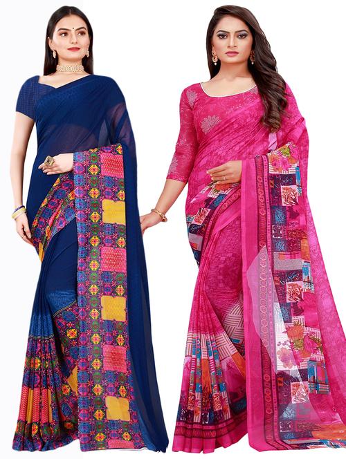 women's saree combo with blouse - 18740377 - Very Small Image - 1