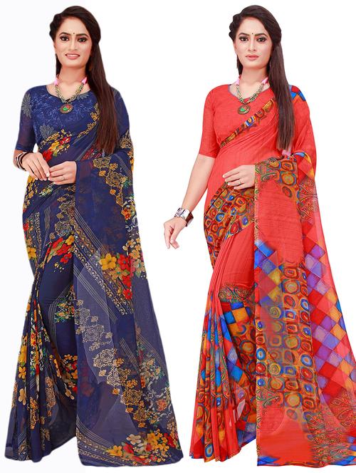 women's saree combo with blouse - 18740508 - Very Small Image - 1