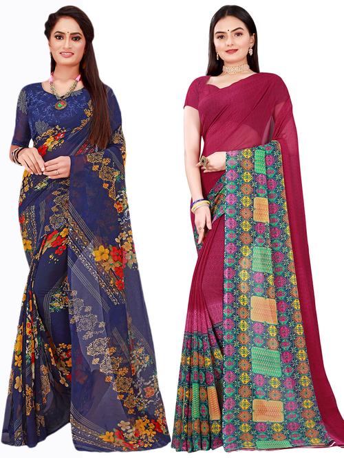 women's saree combo with blouse - 18740542 - Very Small Image - 1