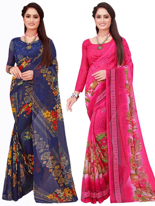women's saree combo with blouse - 18740561 - Very Small Image - 1