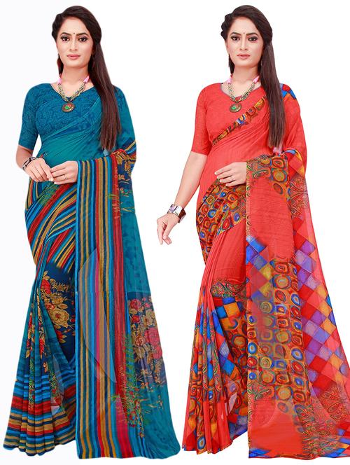 women's saree combo with blouse - 18740587 - Very Small Image - 1