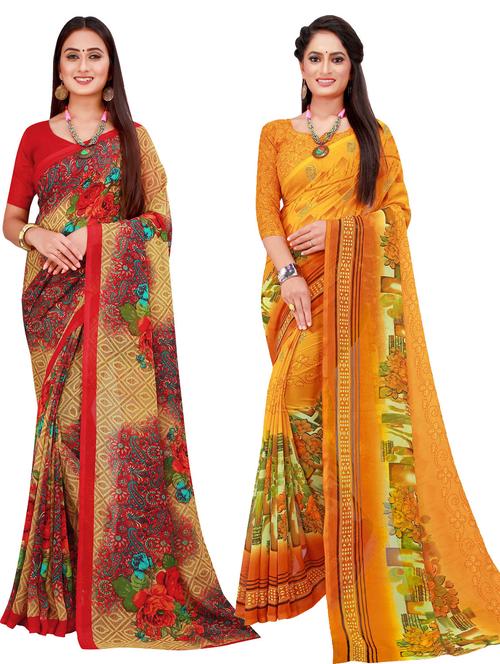 pack of 2 printed sarees - 18740674 - Very Small Image - 1