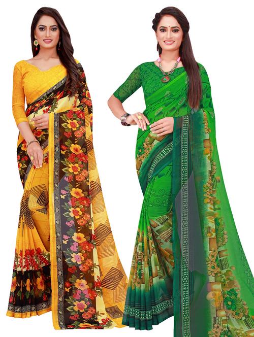 women's saree combo with blouse - 18740718 - Very Small Image - 1