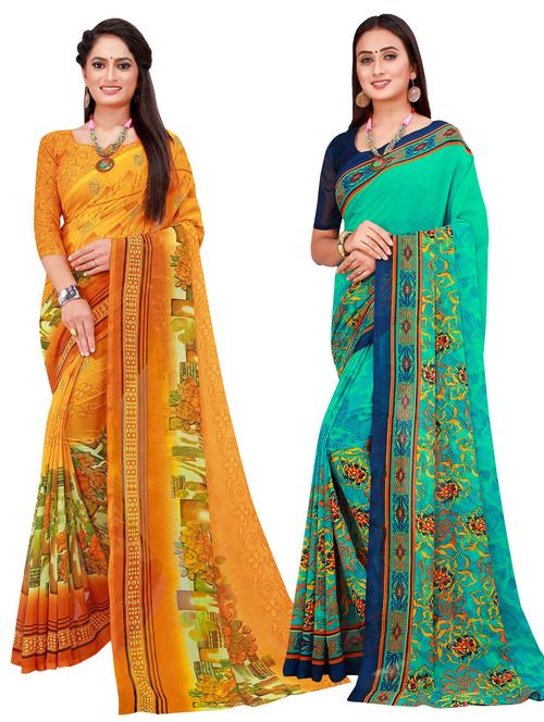 pack of 2 printed sarees - 18740843 - Very Small Image - 1