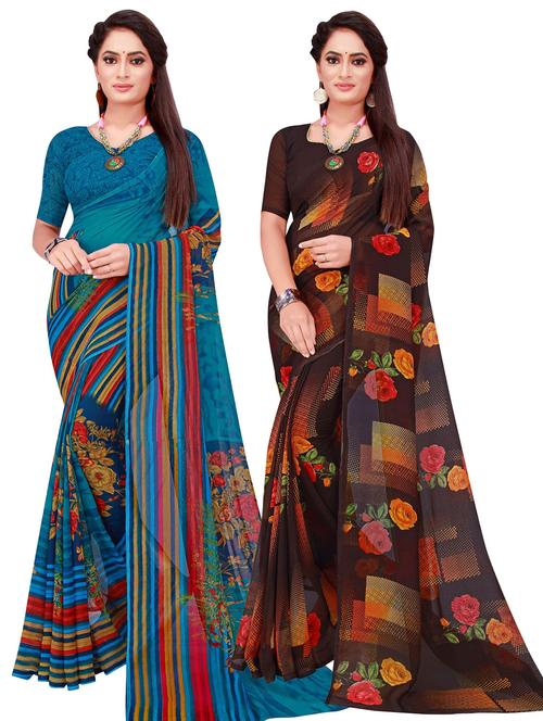 women's saree combo with blouse - 18740945 - Very Small Image - 1