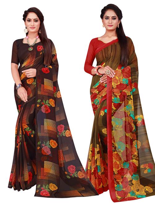 pack of 2 printed sarees - 18741012 - Very Small Image - 1