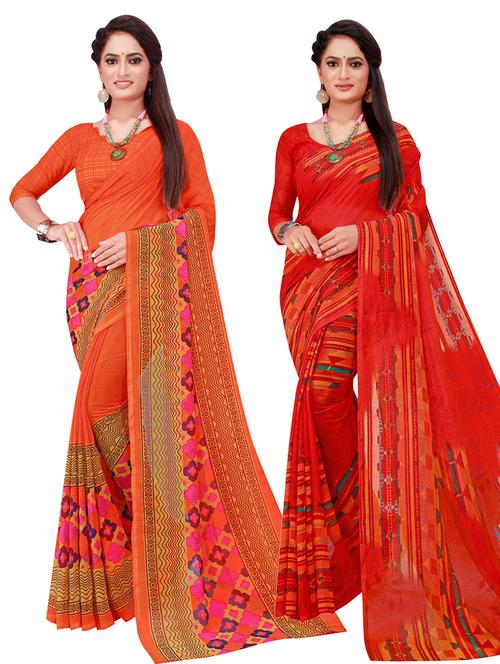 multi coloured printed saree set with blouse - 18741048 - Very Small Image - 1