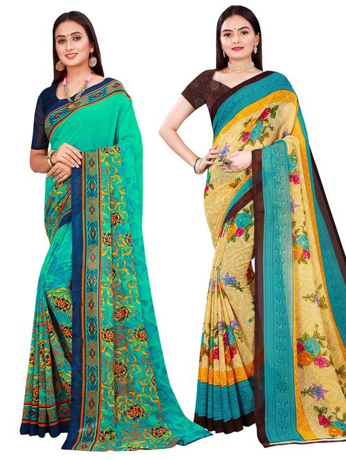 multi coloured printed saree set with blouse - 18741079 - Very Small Image - 1