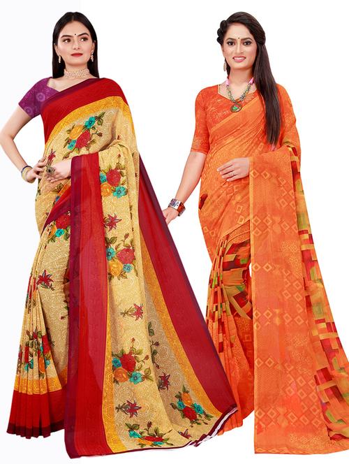pack of 2 printed sarees - 18741487 - Very Small Image - 1