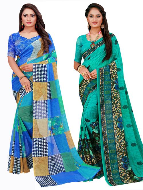 women's saree combo with blouse - 18741611 - Very Small Image - 1