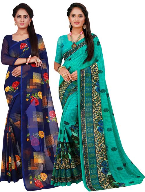 women's saree combo with blouse - 18741717 - Very Small Image - 1