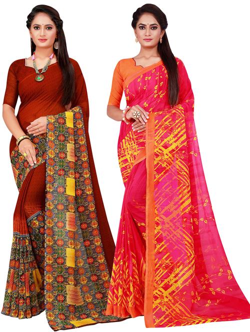 pack of 2 printed sarees - 18741761 - Very Small Image - 1