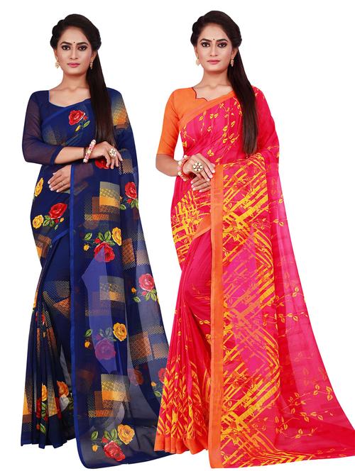 pack of 2 printed sarees - 18741780 - Very Small Image - 1