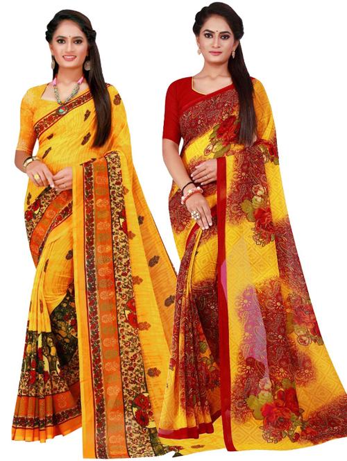 multi coloured printed saree set with blouse - 18741797 - Very Small Image - 1