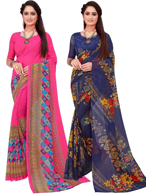 multi colored combo saree with blouse - 18741948 - Very Small Image - 1