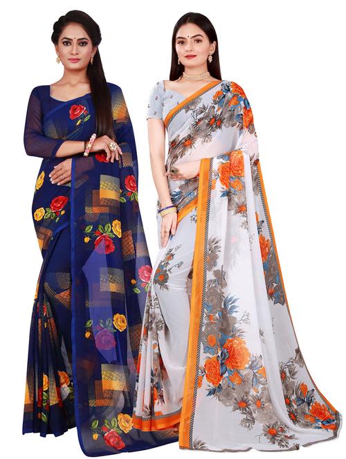 multi colored combo saree with blouse - 18741975 - Very Small Image - 1