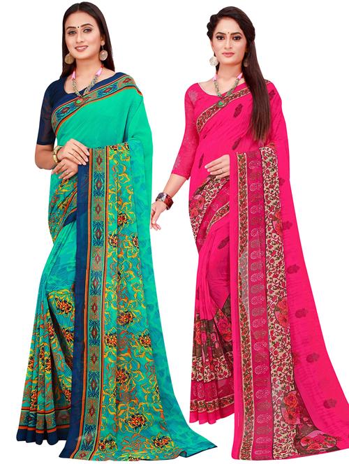 pack of 2 printed sarees - 18742059 - Very Small Image - 1