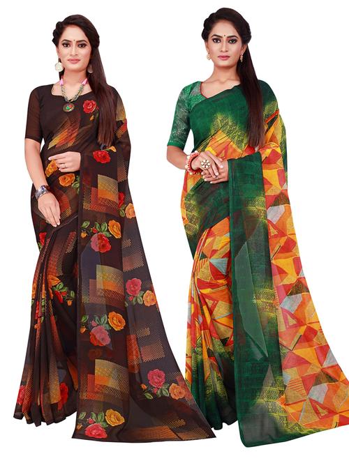 pack of 2 printed sarees - 18742289 - Very Small Image - 1