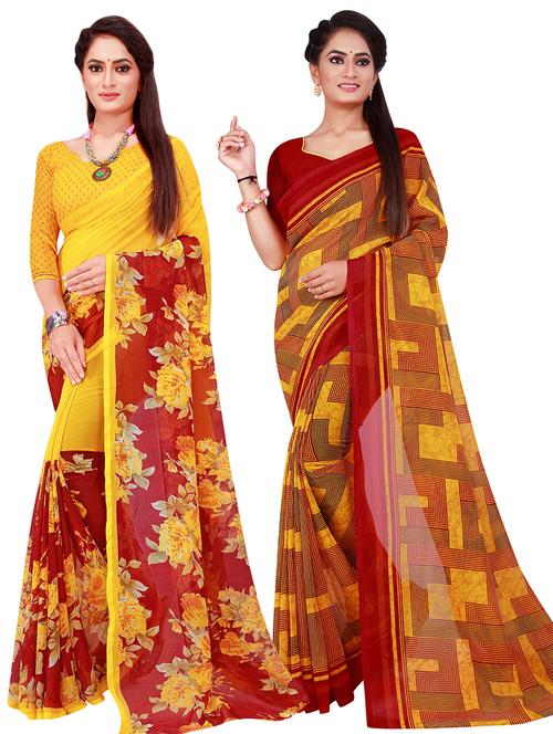 multi coloured printed saree set - 18742412 - Very Small Image - 1